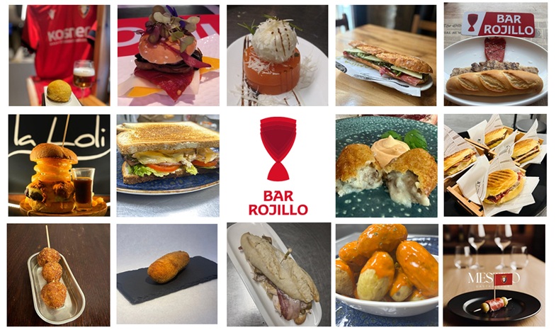 Fundación Osasuna y la Asociación de Hostelería y Turismo de Navarra ponen en marcha la primera edición de «Semana de los Bares Rojillos». Collage propuestas gastronómicas de los Bares Rojillos